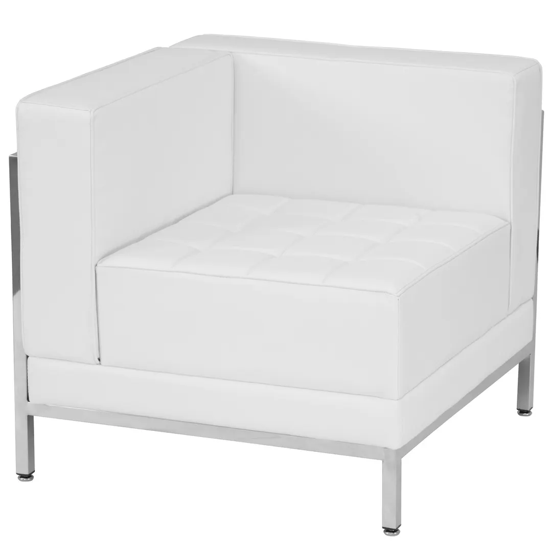 Flash Furniture ZB-IMAG-LEFT-CORNER-WH-GG Hercules Imagination Series Left Corner Chair, Modular, LeatherSoft Upholstery, White