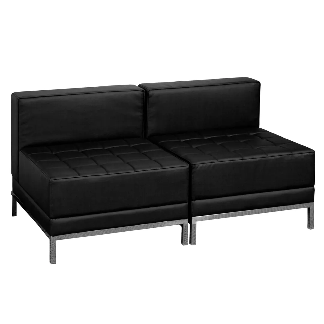Flash Furniture ZB-IMAG-MIDCH-2-GG Hercules Imagination Series 2-Piece Lounge Set, LeatherSoft, 56"W x 28.75"D x 27.25"H, Black
