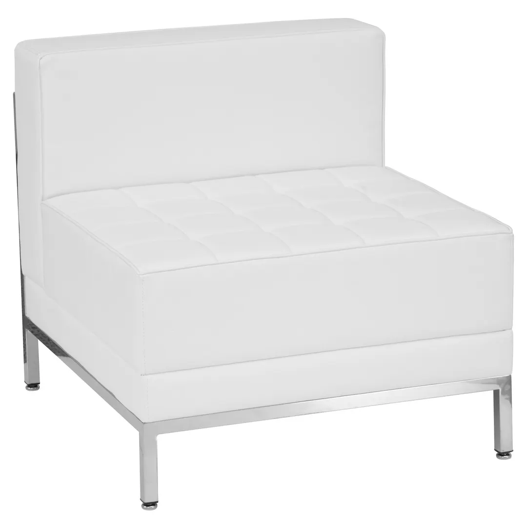 Flash Furniture ZB-IMAG-MIDDLE-WH-GG Hercules Imagination Series Middle Chair, Modular, LeatherSoft Upholstery, Armless, White