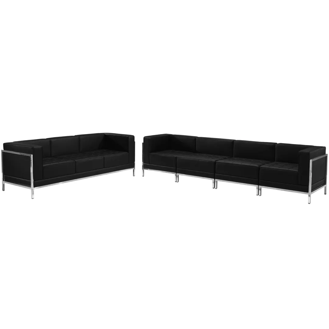 Flash Furniture ZB-IMAG-SET17-GG Hercules Imagination Series Modular Sofa Set, LeatherSoft Upholstery, 79"W Sofa, Black