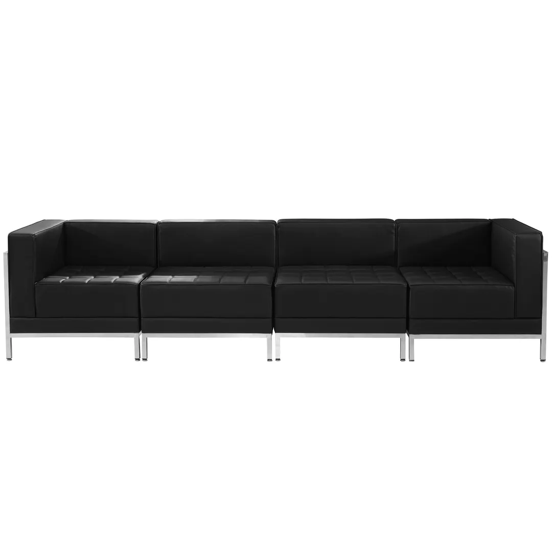Flash Furniture ZB-IMAG-SET8-GG Hercules Imagination Series Modular Lounge Set, 113"W, LeatherSoft Upholstery, Stainless Steel Accents