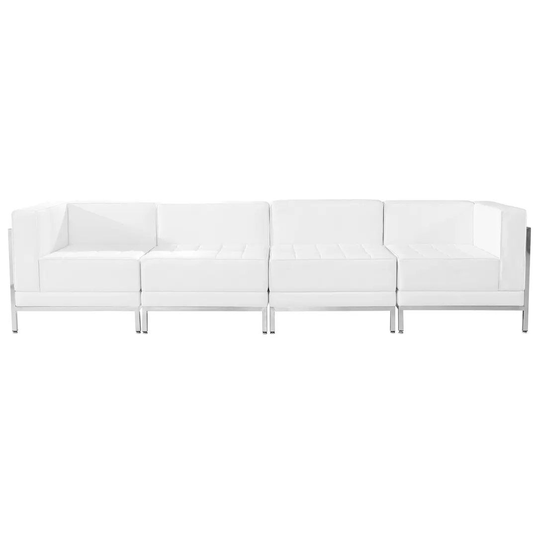 Flash Furniture ZB-IMAG-SET8-WH-GG Hercules Imagination Series White Modular Lounge Set, 113"W, LeatherSoft Upholstery