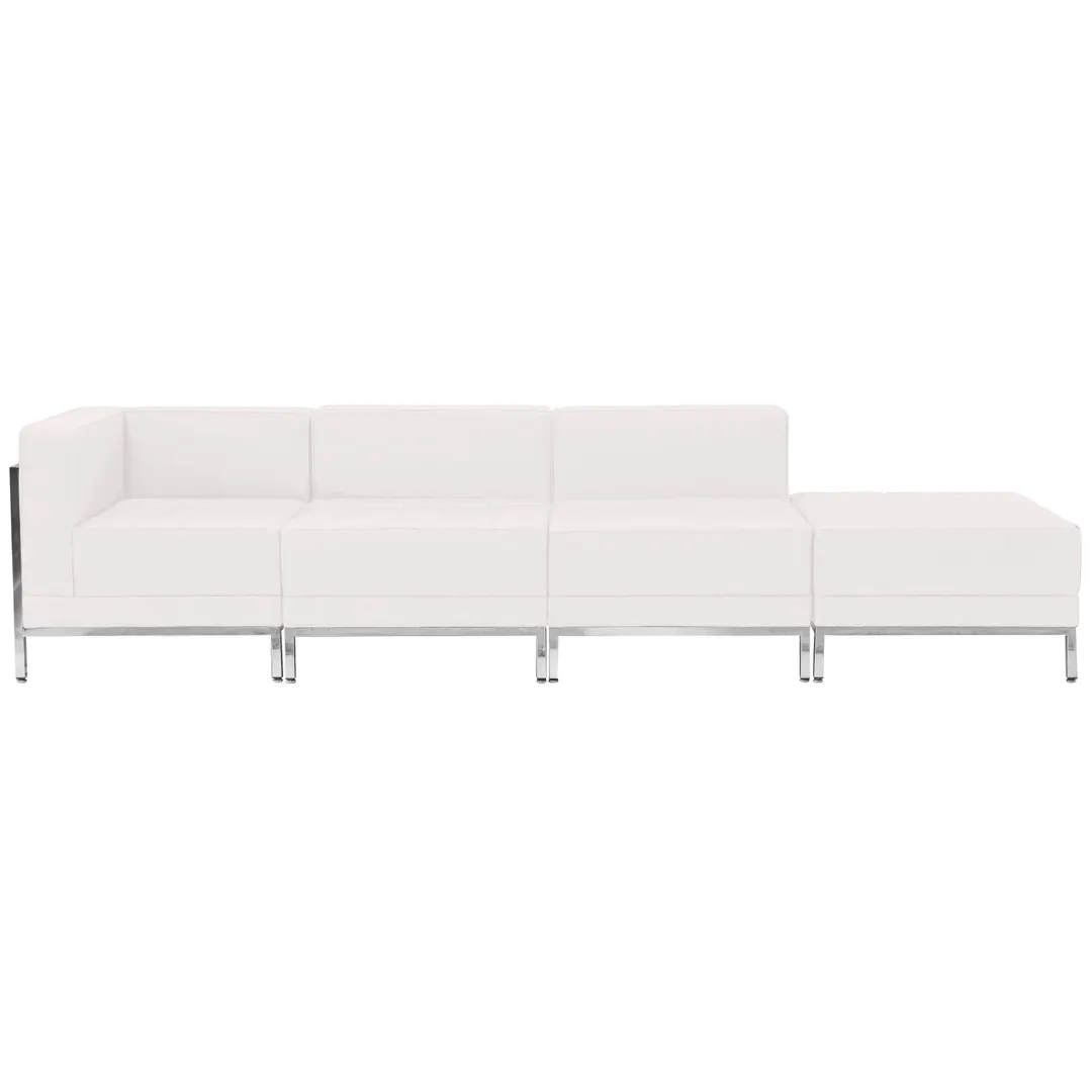 Flash Furniture ZB-IMAG-SET9-WH-GG Hercules Imagination Series White LeatherSoft 3-Piece Chair & Ottoman Set, 112.5W