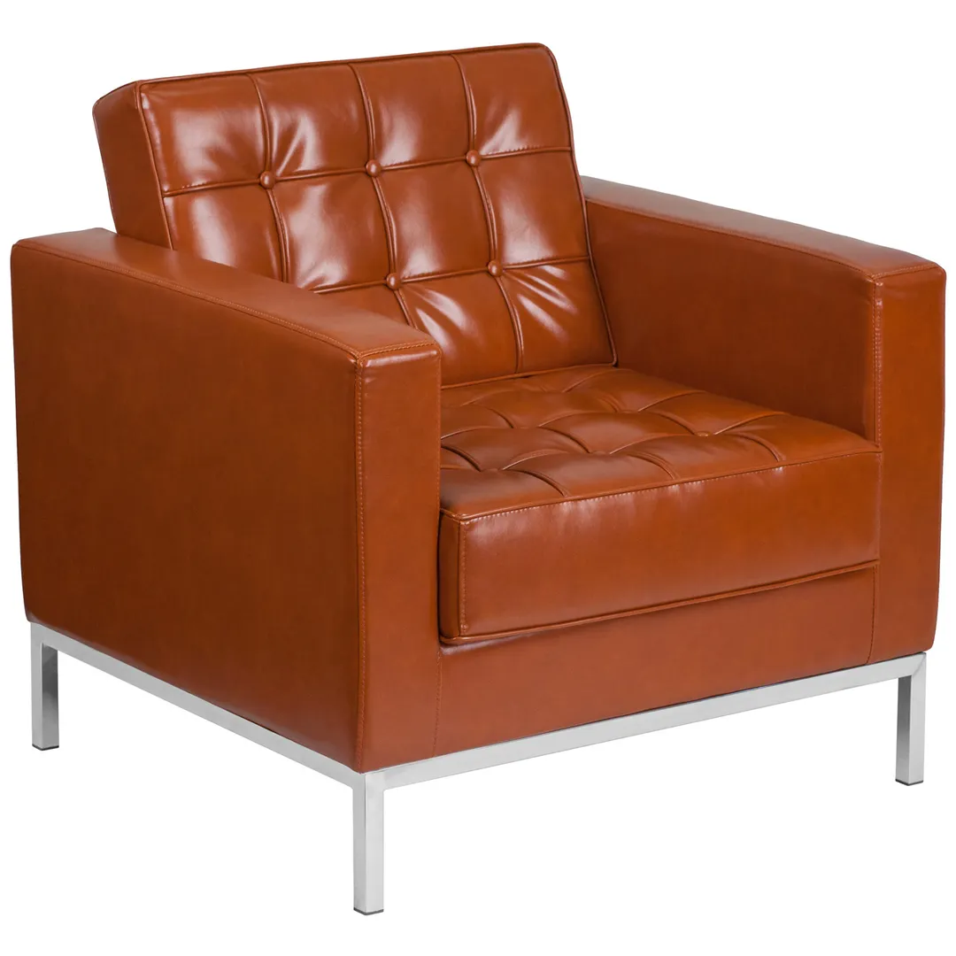 Flash Furniture ZB-LACEY-831-2-CHAIR-COG-GG Hercules Lacey Series Cognac LeatherSoft Upholstered Lobby Chair