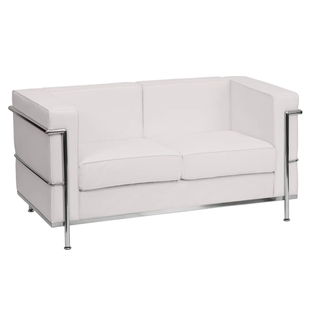 Flash Furniture ZB-REGAL-810-2-LS-WH-GG Hercules Regal Series Loveseat, 57"W x 28.5"D x 27.5"H, LeatherSoft Upholstery, White