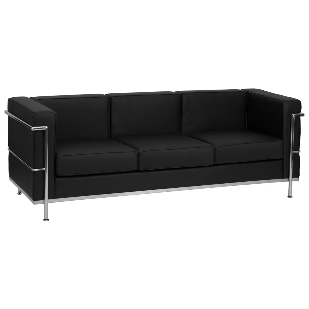 Flash Furniture ZB-REGAL-810-3-SOFA-BK-GG Hercules Regal Series Sofa, 79"W, LeatherSoft Upholstery, Black, Stainless Steel Accent
