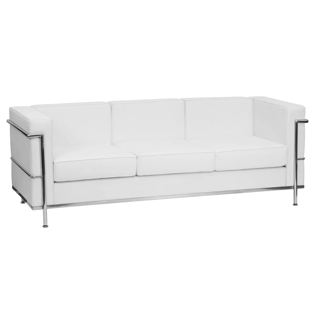Flash Furniture ZB-REGAL-810-3-SOFA-WH-GG Hercules Regal Series Sofa, 79W x 28.5D x 27.5H, LeatherSoft Upholstery, White