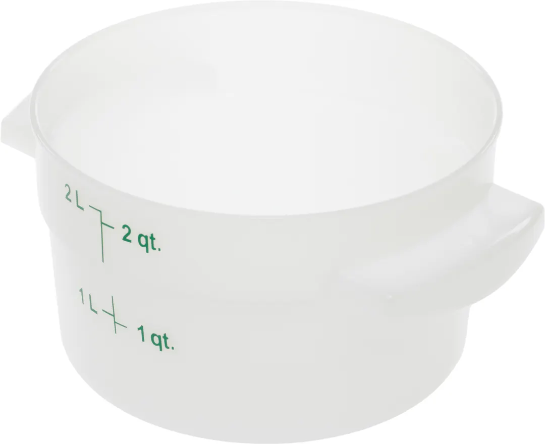 Carlisle 1097302 - 2-Qt Polycarbonate Food Storage Container, White, Handles, Indicators