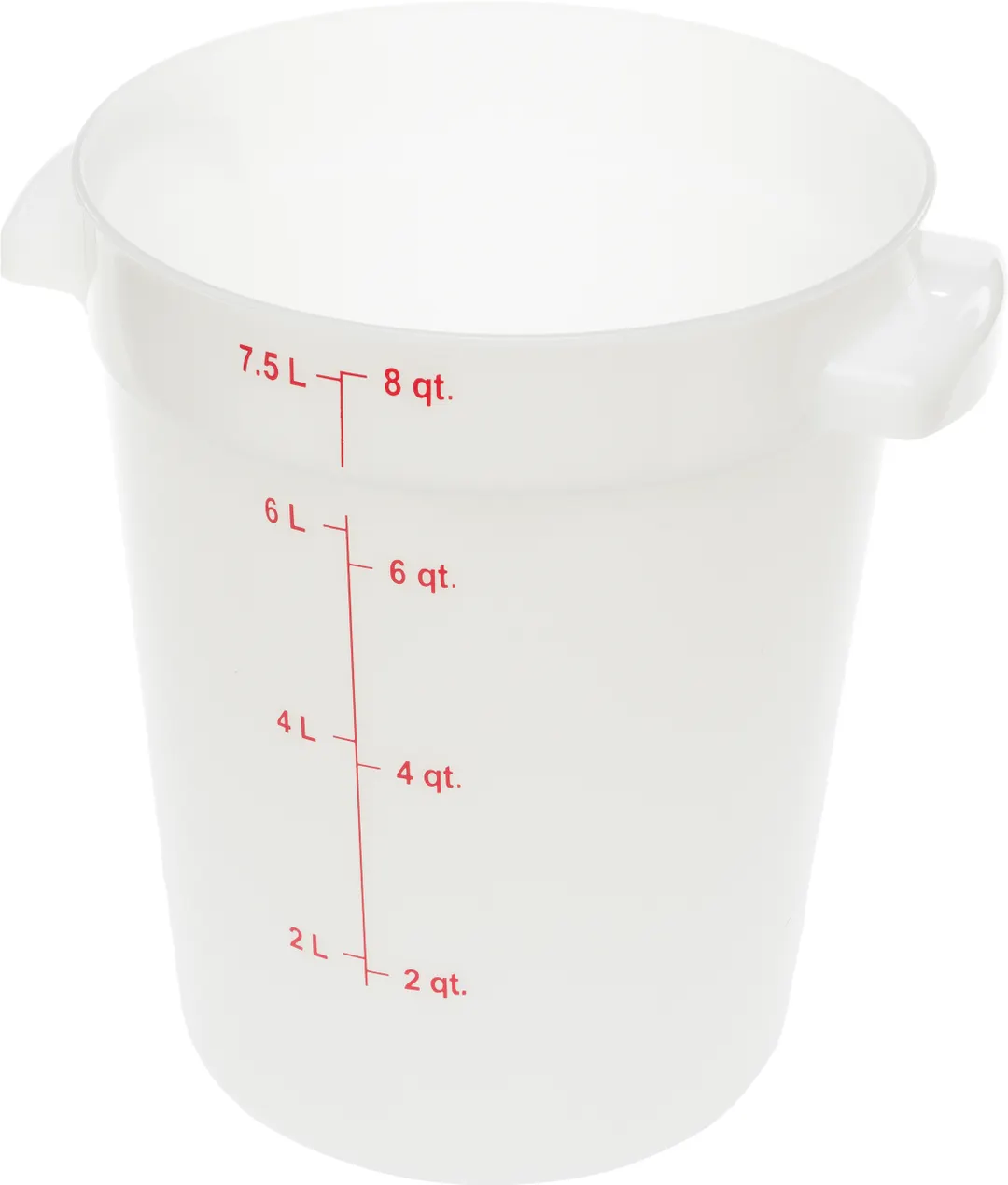 Carlisle 1097602 - 8-Qt White Polycarbonate Round Food Storage Container, NSF, Handles, USA
