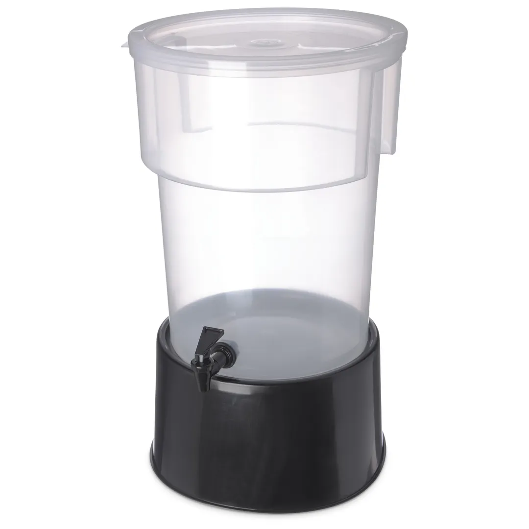 Carlisle 222903 Beverage Server, 5‑Gallon, 21½" H x 12⅜" Dia., Black Poly, No‑Drip Faucet, USA Made