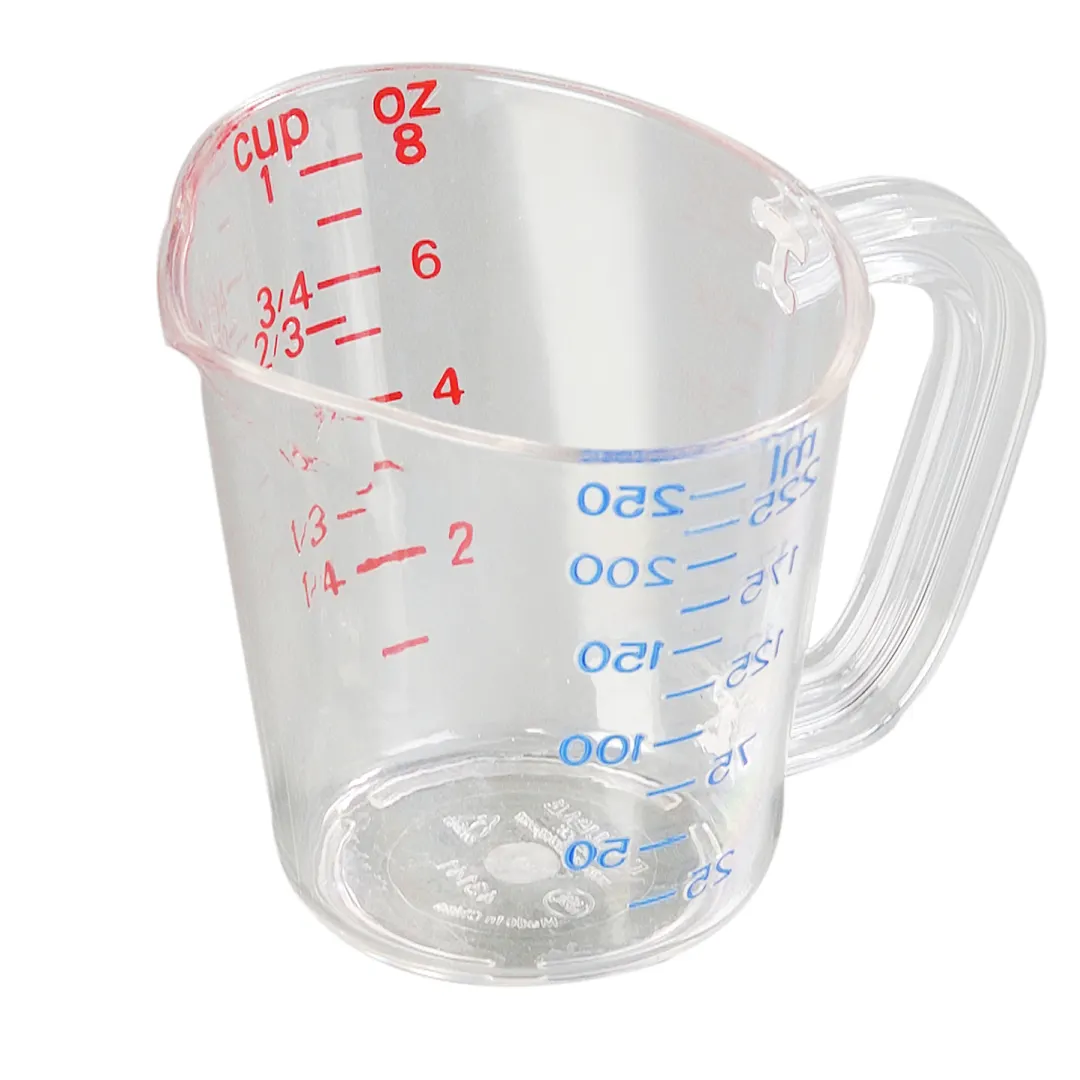 Carlisle 4314107 Measuring Cup 8 oz (1 Cup) Oval Clear Polycarbonate, Handle, PourSpout, Nestable, NSF