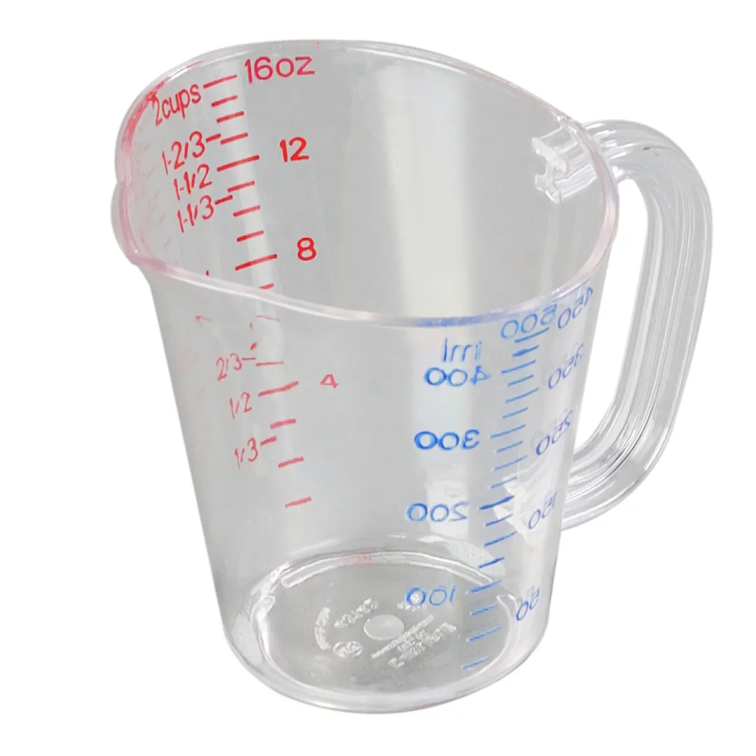 Carlisle 4314207 Measuring Cup, 16 oz (1 Pint) Clear Polycarbonate, Oval, Dishwasher Safe, NSF