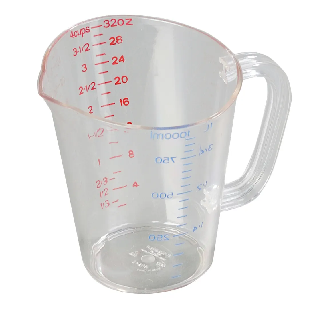 Carlisle 4314307 - 32oz (1qt) Clear Polycarbonate Oval Measuring Cup, Nestable, NSF