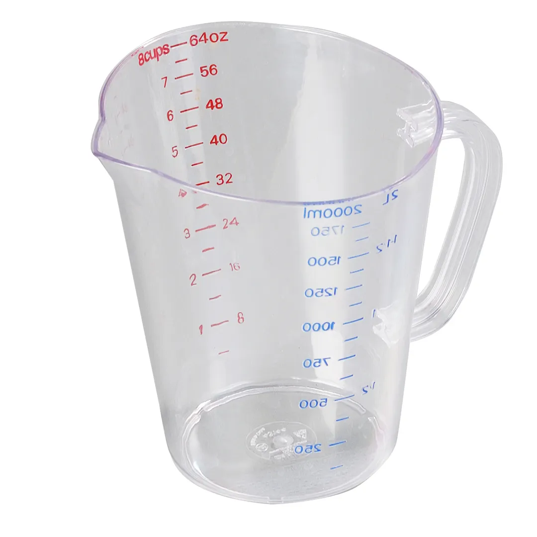 Carlisle 4314407 64oz Measuring Cup, Oval Clear Polycarbonate, C-Handle, Dishwasher, US/Metric, NSF