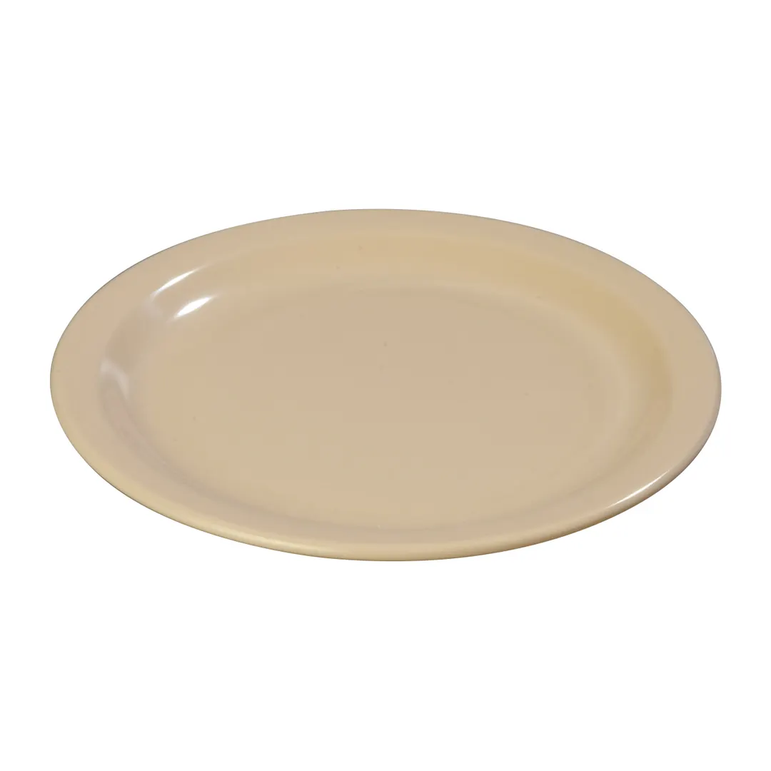 Carlisle 4350125 Dallas Ware 9" Tan Reusable Melamine Dinner Plate, Reinforced Rim, Stackable