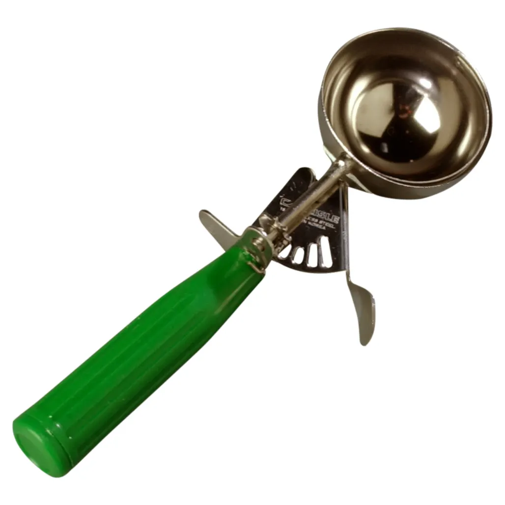 Carlisle 60300-12 Disher, #12, 3-1/4 Oz, 2-1/2" Dia, Green Ribbed Handle, 18/8 Stainless Steel, NSF