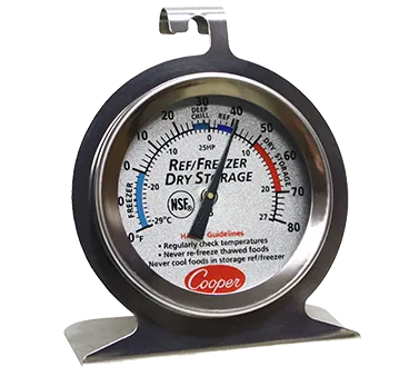 Cooper-Atkins 25HP-01-1 2” Dial Refrigerator Thermometer, Stainless Steel, -30°F to 86°F, 36/Case