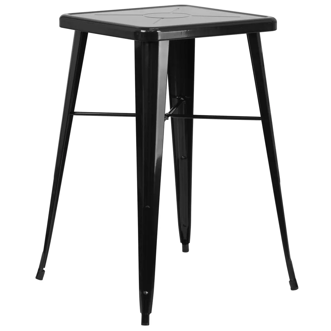 Flash Furniture CH-31330-BK-GG Square Bar Height Table, 27.75Wx27.75D, Galvanized Steel Legs, Black Powder Coat Finish