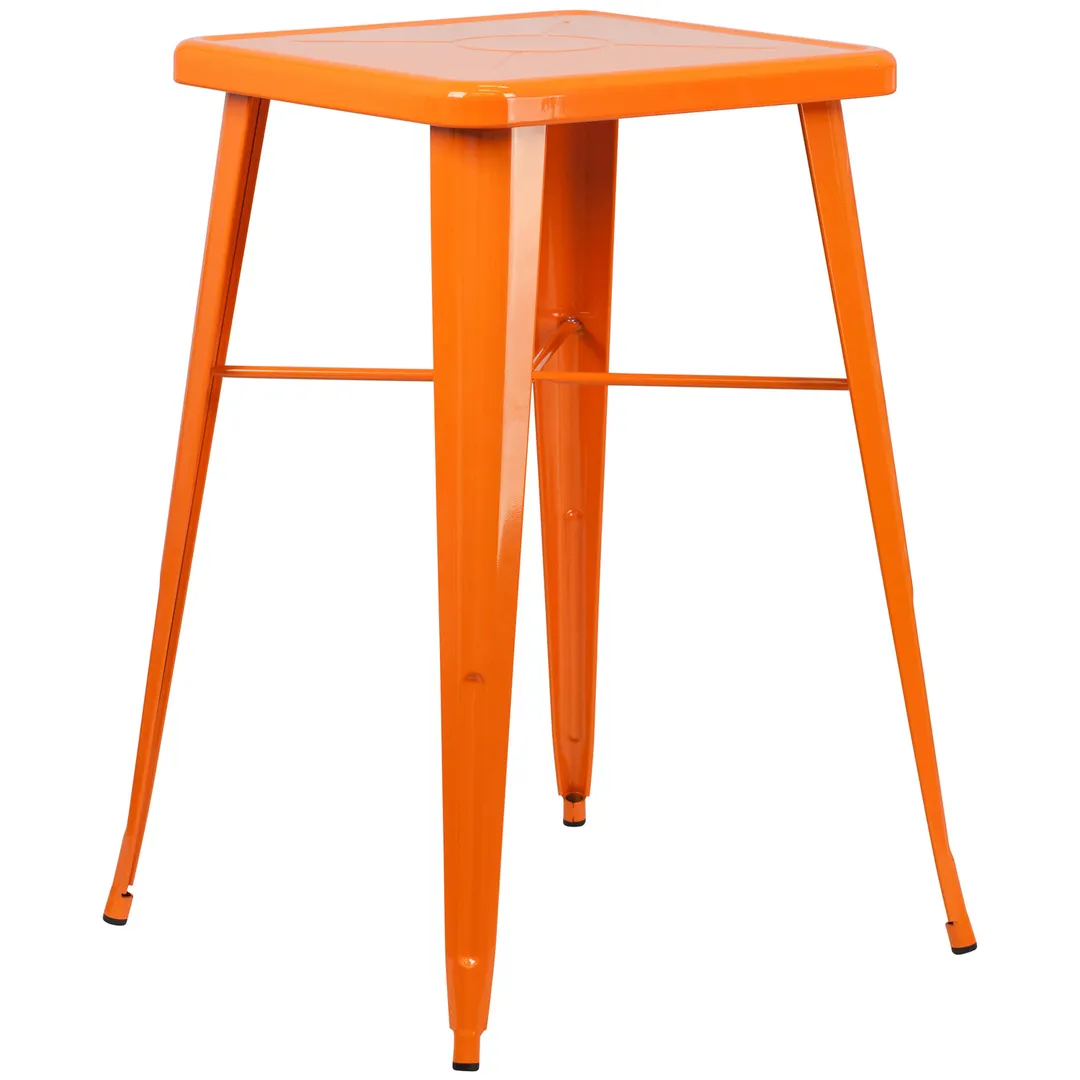 Flash Furniture CH-31330-OR-GG 23.75 Square Bar Height Table, 40 Height, Galvanized Steel, Orange Powder Coat Finish