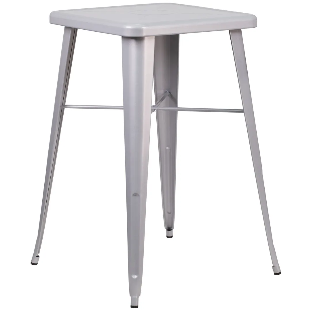 Flash Furniture CH-31330-SIL-GG 23.75 Square Bar Height Table, 40 Height, Galvanized Steel, Silver Finish