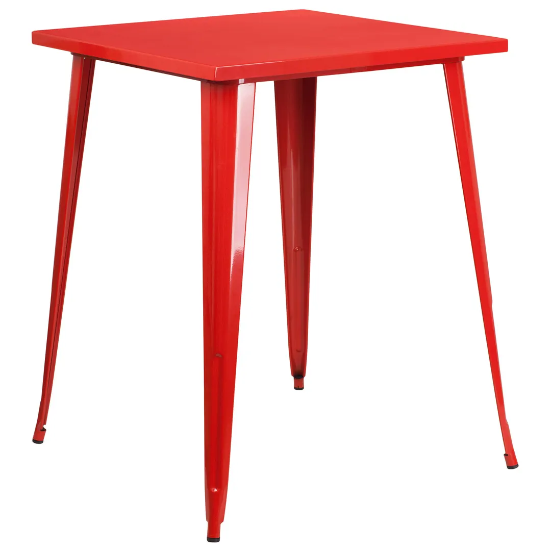 Flash Furniture CH-51040-40-RED-GG 33x33 Square Bar Height Table, Red Powder Coat Metal Top