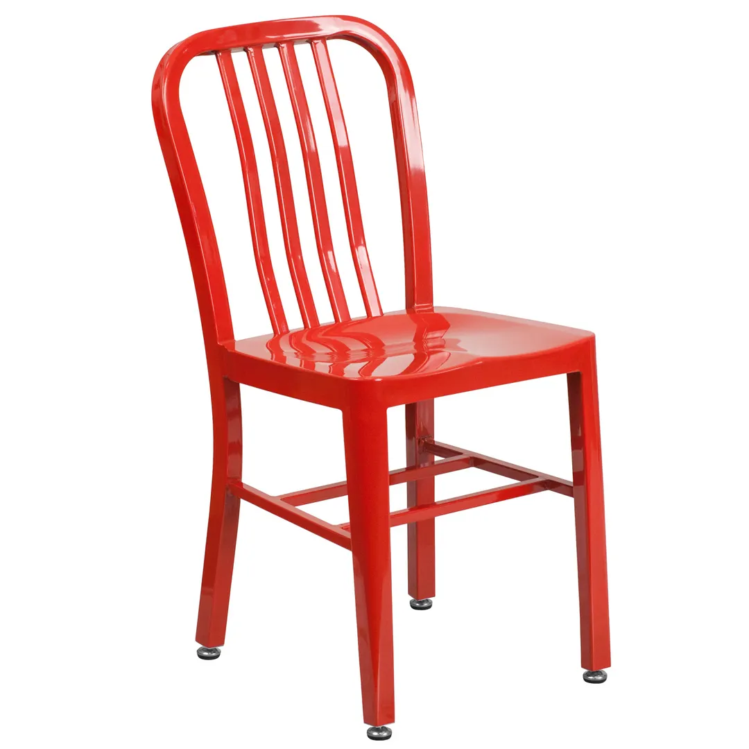 Flash Furniture CH-61200-18-RED-GG Red Outdoor Restaurant Chair, 500 lb Capacity, Galvanized Steel Frame, Powder Coat Finish
