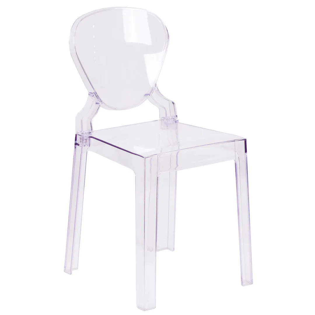 Flash Furniture OW-TEARBACK-18-GG Outdoor Ghost Chair, 330 lb, Tear Back, Polycarbonate, Transparent Crystal