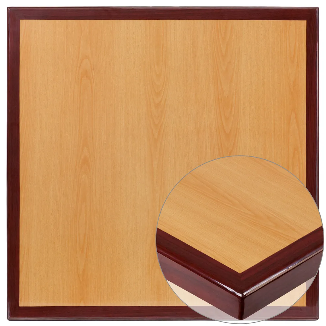 Flash Furniture TP-2TONE-3030-GG Square Table Top, 30"W x 30"D, 2" Thick Drop-Lip, High Gloss Resin Cherry Finish