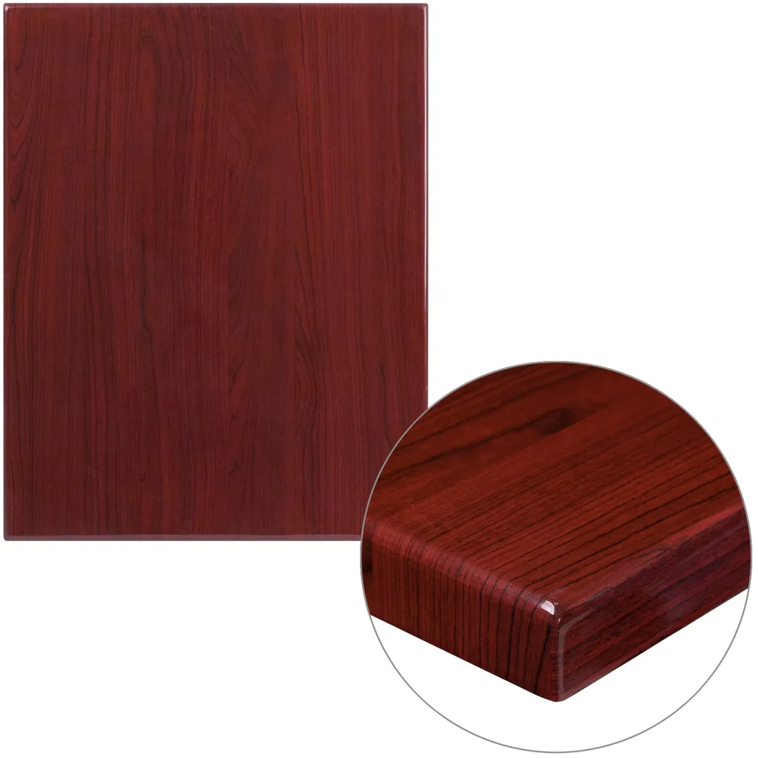 Flash Furniture TP-MAH-2430-GG Rectangular Table Top, 30"W x 24"D, 2" Thick Drop-Lip, High Gloss Resin Mahogany Finish