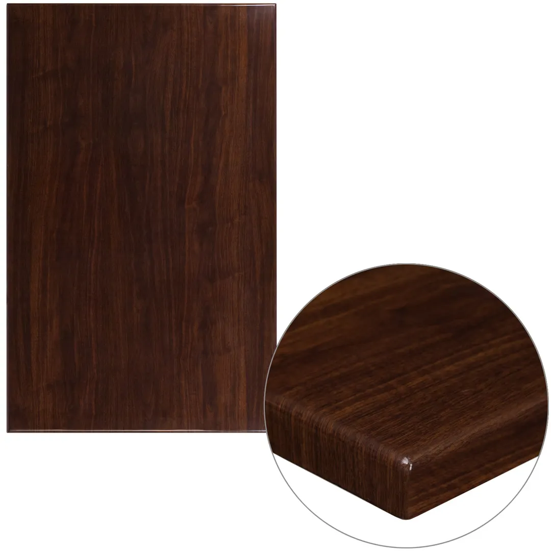 Flash Furniture TP-WAL-3048-GG Rectangular Table Top, 48"W x 30"D, 2" Thick Drop-Lip, High Gloss Resin, Walnut Finish
