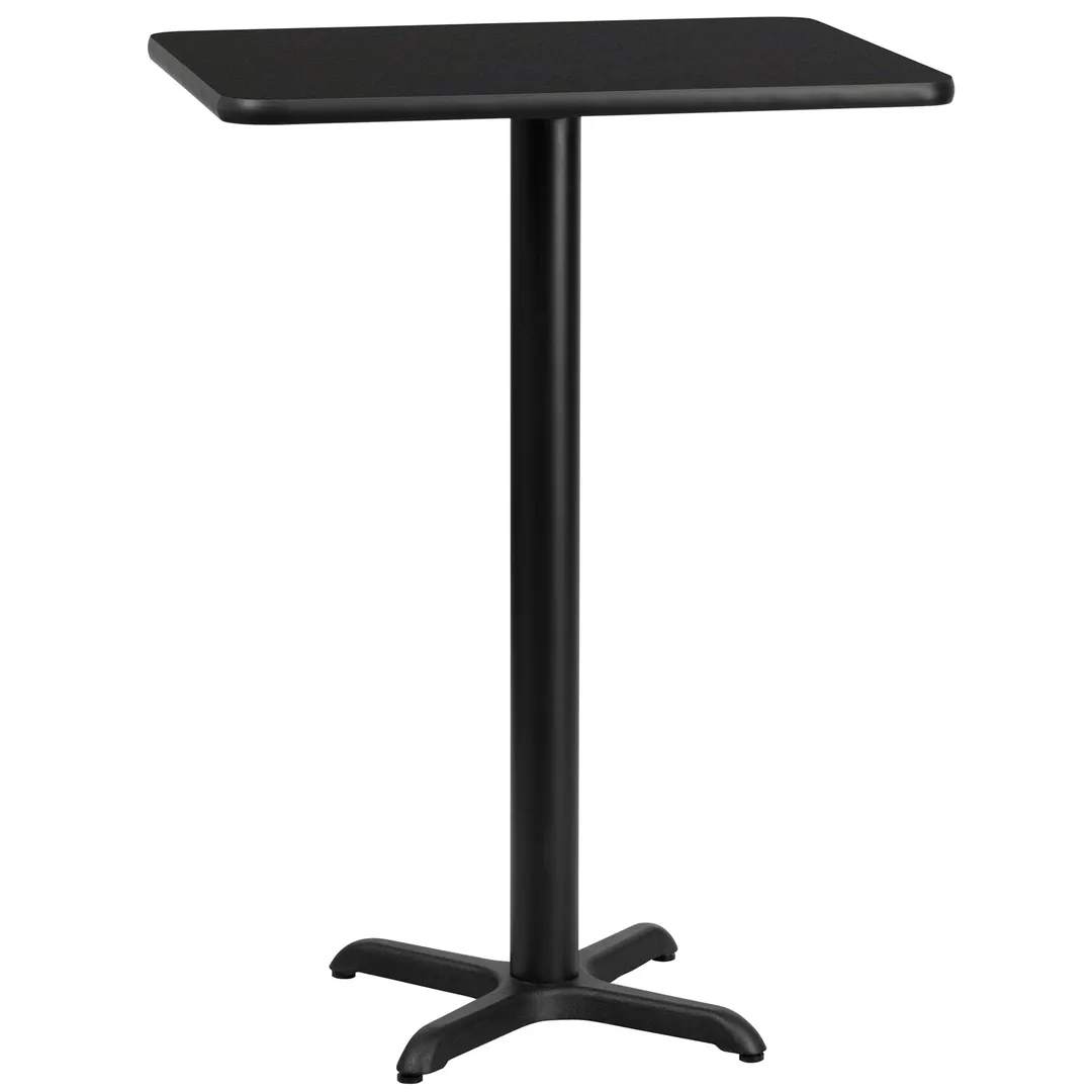 Flash Furniture XU-BLKTB-2430-T2222B-GG 30x24 Rectangular Bar Height Table, Black Laminate, PVC Edge, 43-1/8H