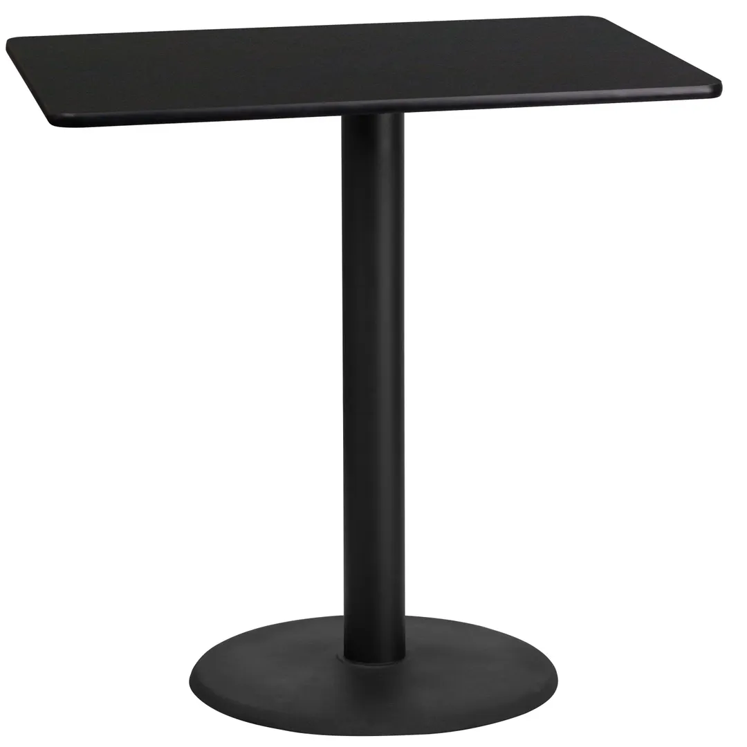 Flash Furniture XU-BLKTB-2442-TR24B-GG 42"W Bar Height Rectangular Table, Black Laminate, MDF, 43-1/8"H