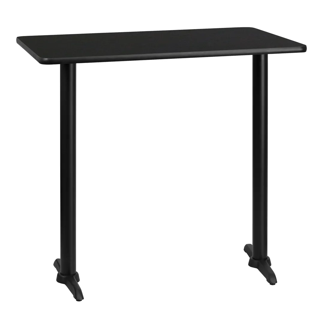 Flash Furniture XU-BLKTB-3042-T0522B-GG 42"W Bar Height Table, Black Laminate, Round Base
