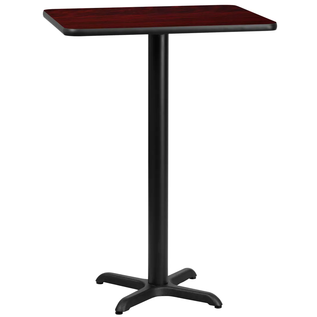 Flash Furniture XU-MAHTB-2430-T2222B-GG 30x24 Rectangular Bar Height Table, Mahogany Laminate, Black PVC Edge, 43-1/8H