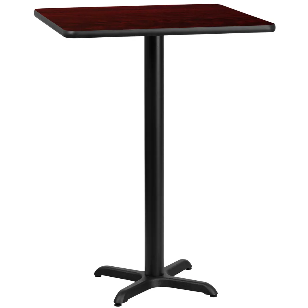 Flash Furniture XU-MAHTB-3030-T2222B-GG 30x30 Square Bar Height Table, Mahogany Laminate, Black PVC Edge, 43-1/8H, Commercial Grade