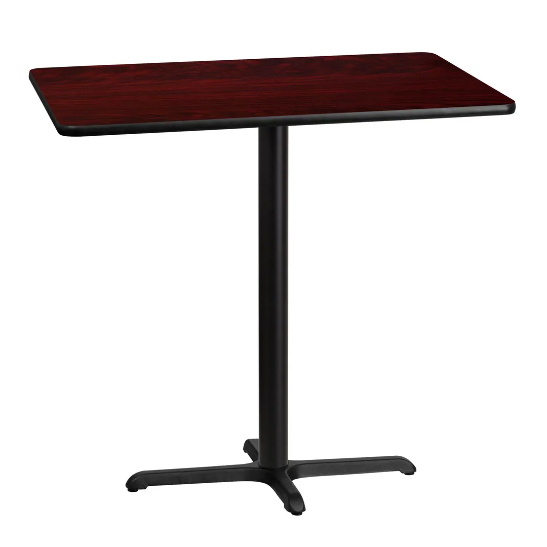 Flash Furniture XU-MAHTB-3042-T2230B-GG 42" Rectangular Bar Height Table, Mahogany Laminate, Black PVC Edge, 43-1/8"H