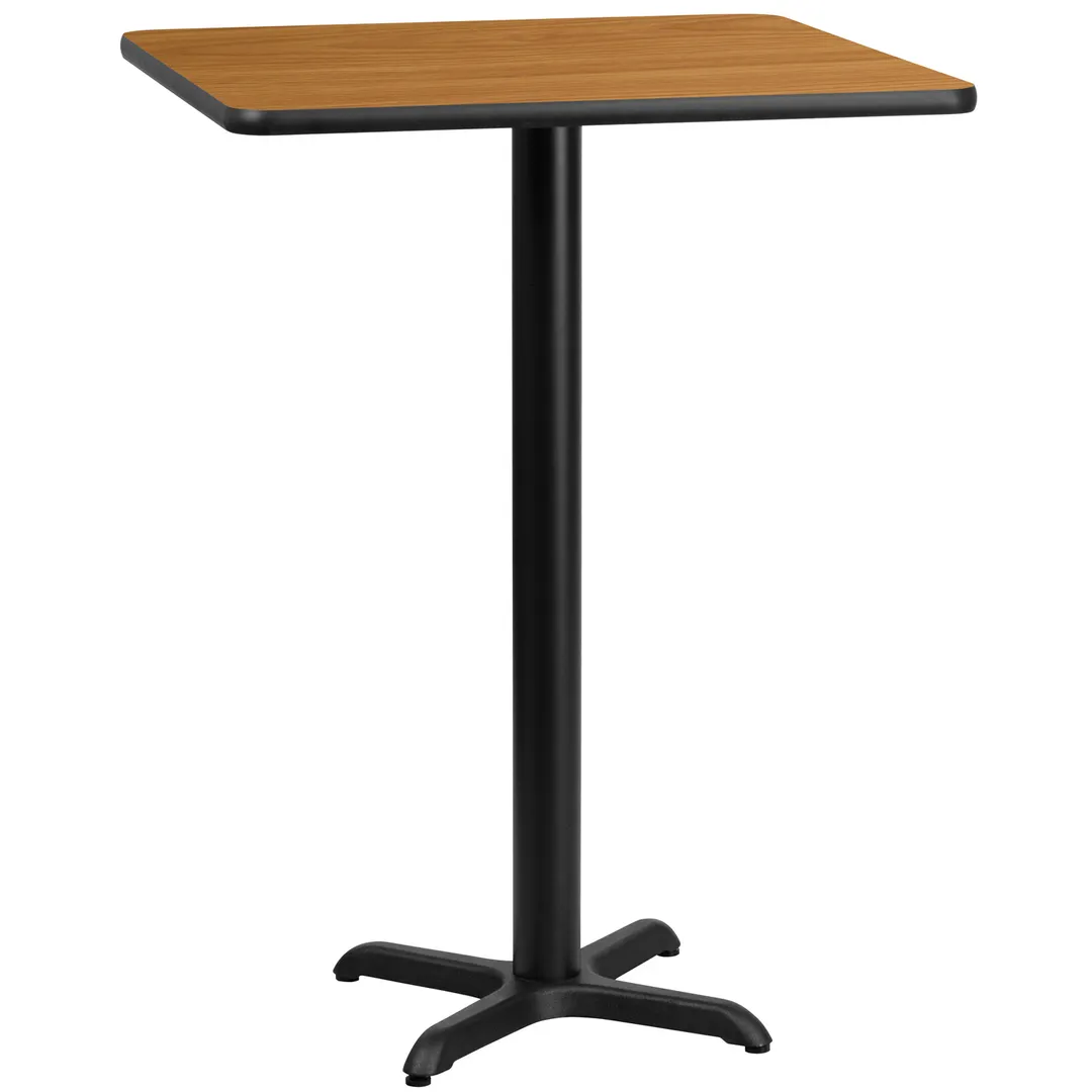 Flash Furniture XU-NATTB-3030-T2222B-GG 30x30 Square Bar Height Table, Natural Laminate, Black PVC Edge, 43-1/8H
