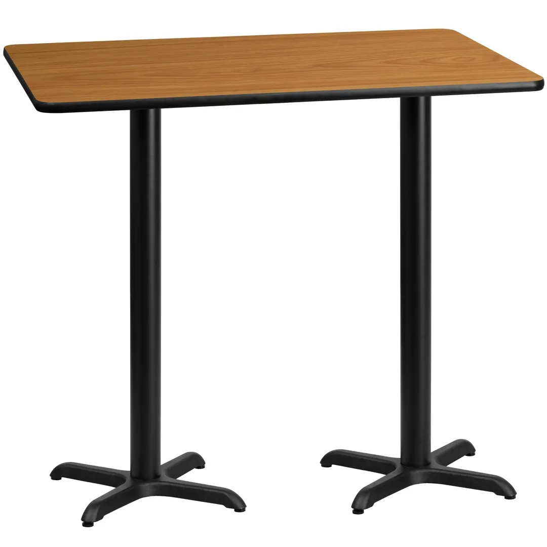 Flash Furniture XU-NATTB-3060-T2222B-GG 60"W Bar Height Table, Natural Finish, 43-1/8"H, MDF Top, Black PVC Edge