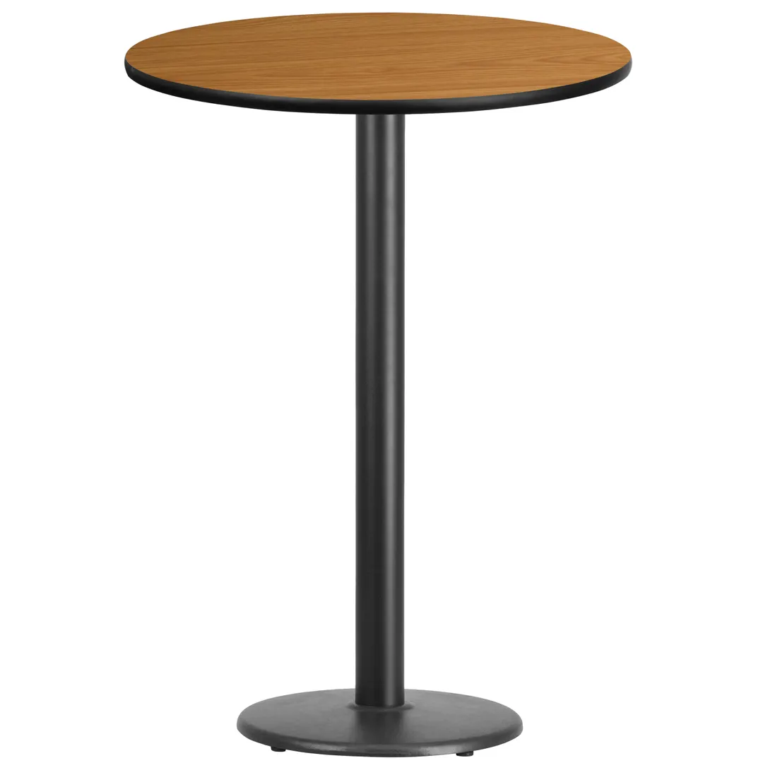 Flash Furniture XU-RD-30-NATTB-TR18B-GG 30" Round Bar Height Table, Natural Laminate Finish, 43-1/8"H