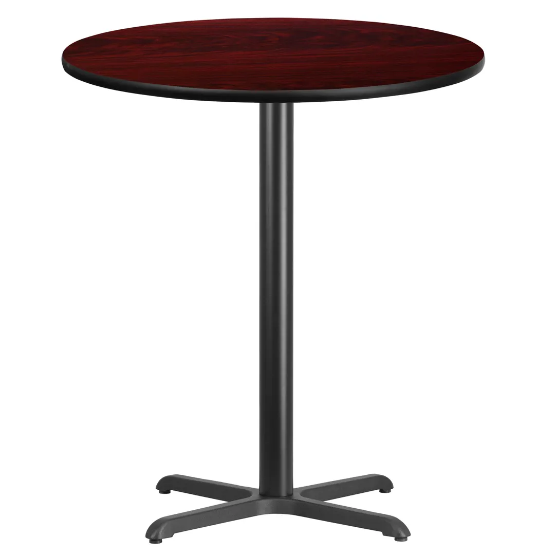 Flash Furniture XU-RD-36-MAHTB-T3030B-GG 36" Round Bar Height Table, Mahogany Laminate Finish, 43-1/8"H, Four Point Base