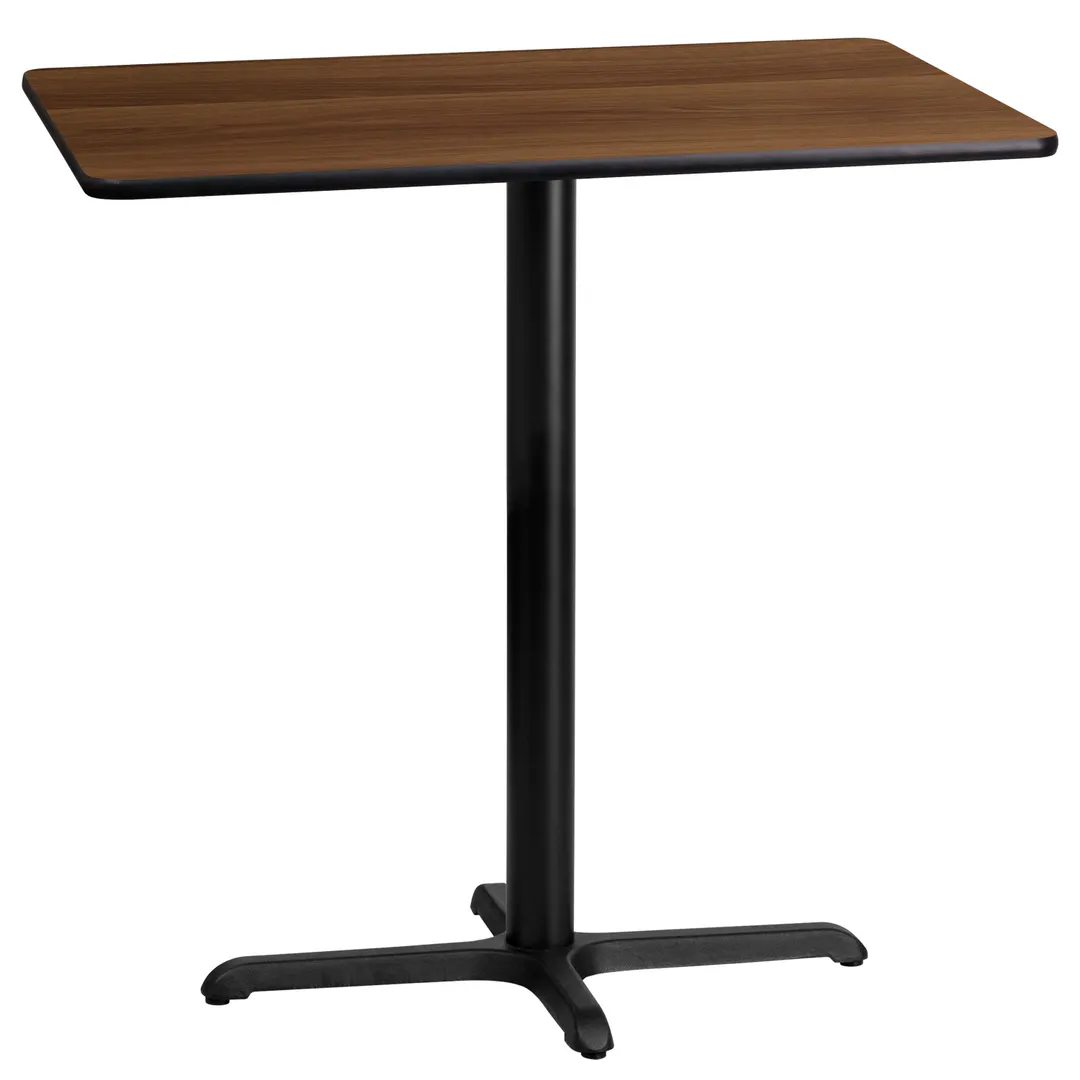 Flash Furniture XU-WALTB-2442-T2230B-GG 42"W Walnut Bar Height Table, MDF Top, Black PVC Edge, 43-1/8"H