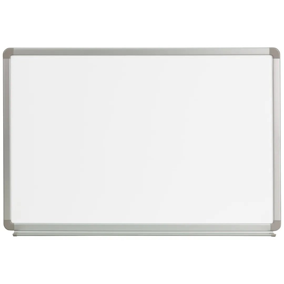 Flash Furniture YU-60X90-WHITE-GG Magnetic Board, 36" x 24", White, Alum. Frame, Marker Tray & Hooks