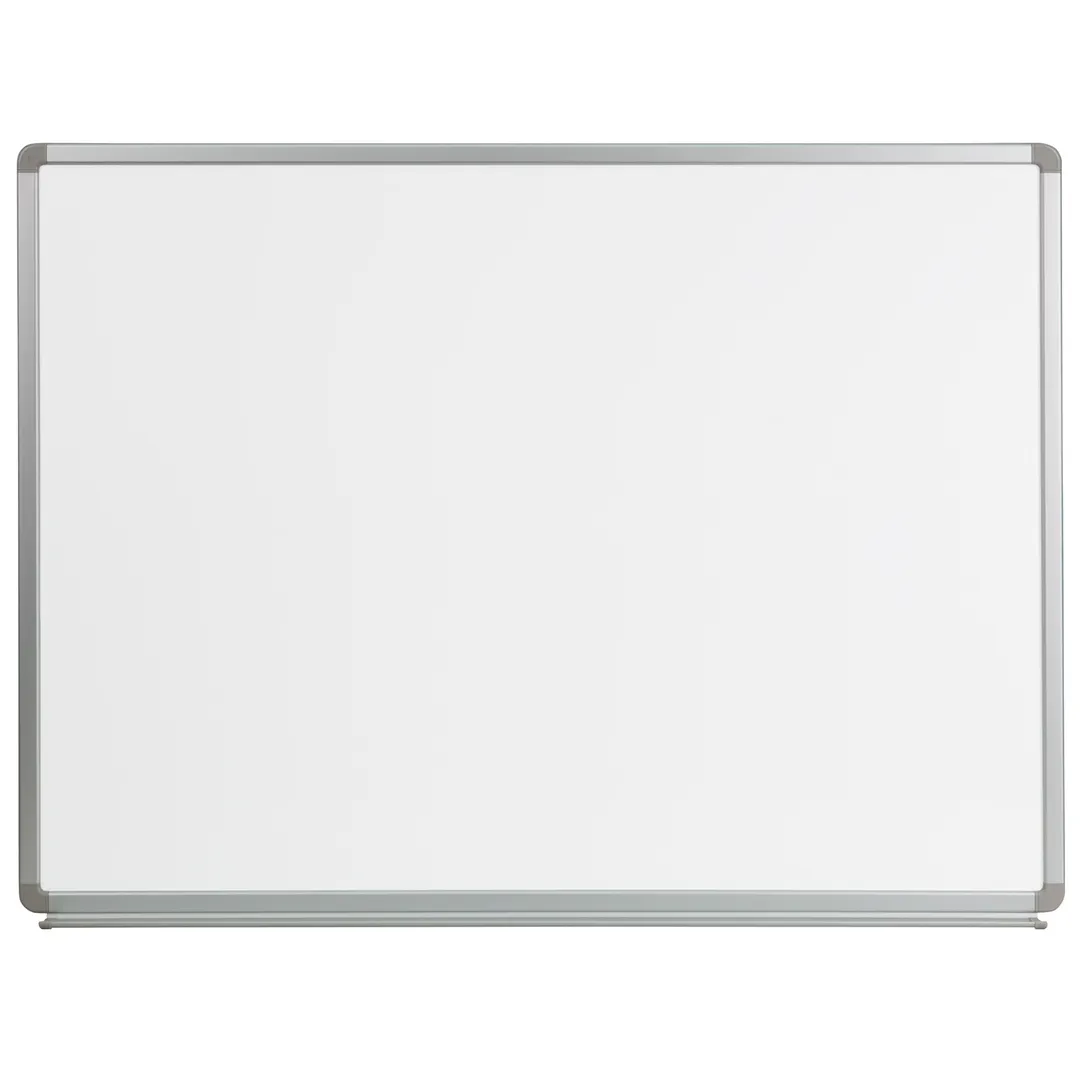 Flash Furniture YU-90X120-WHITE-GG Magnetic Erase Board, 48" x 36", Aluminum Frame, Hooks