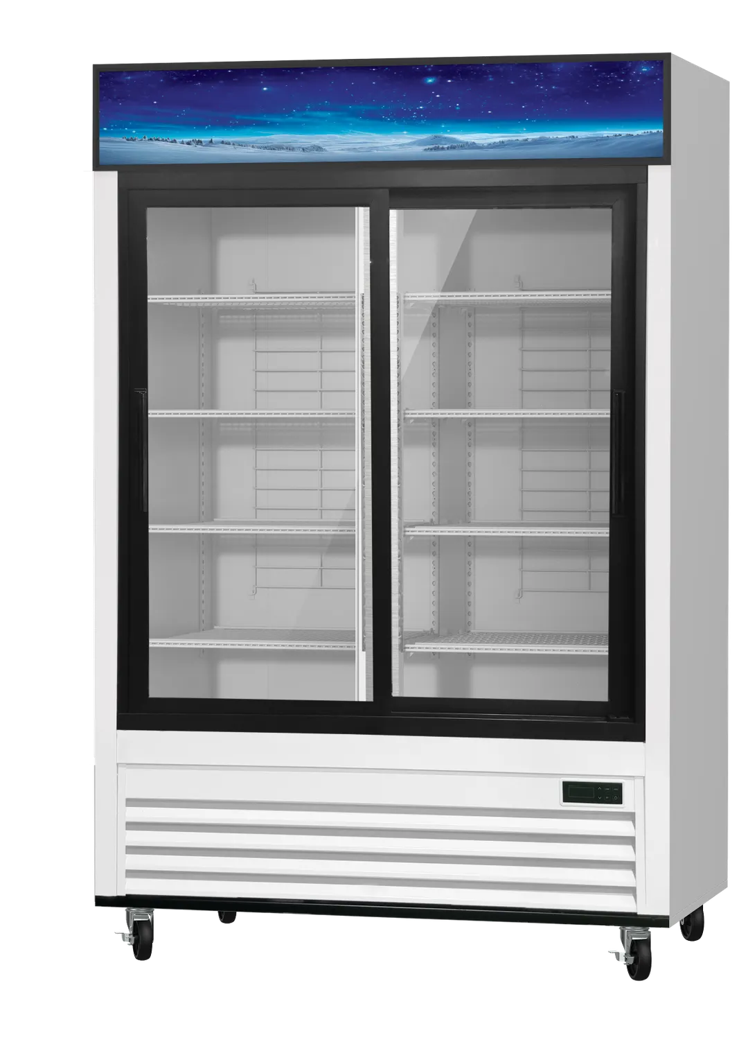 Blue Air BGM47SLW-HC 54" Two-Section Merchandiser, 41 cu ft, White Finish, Sliding Glass Doors, 115V