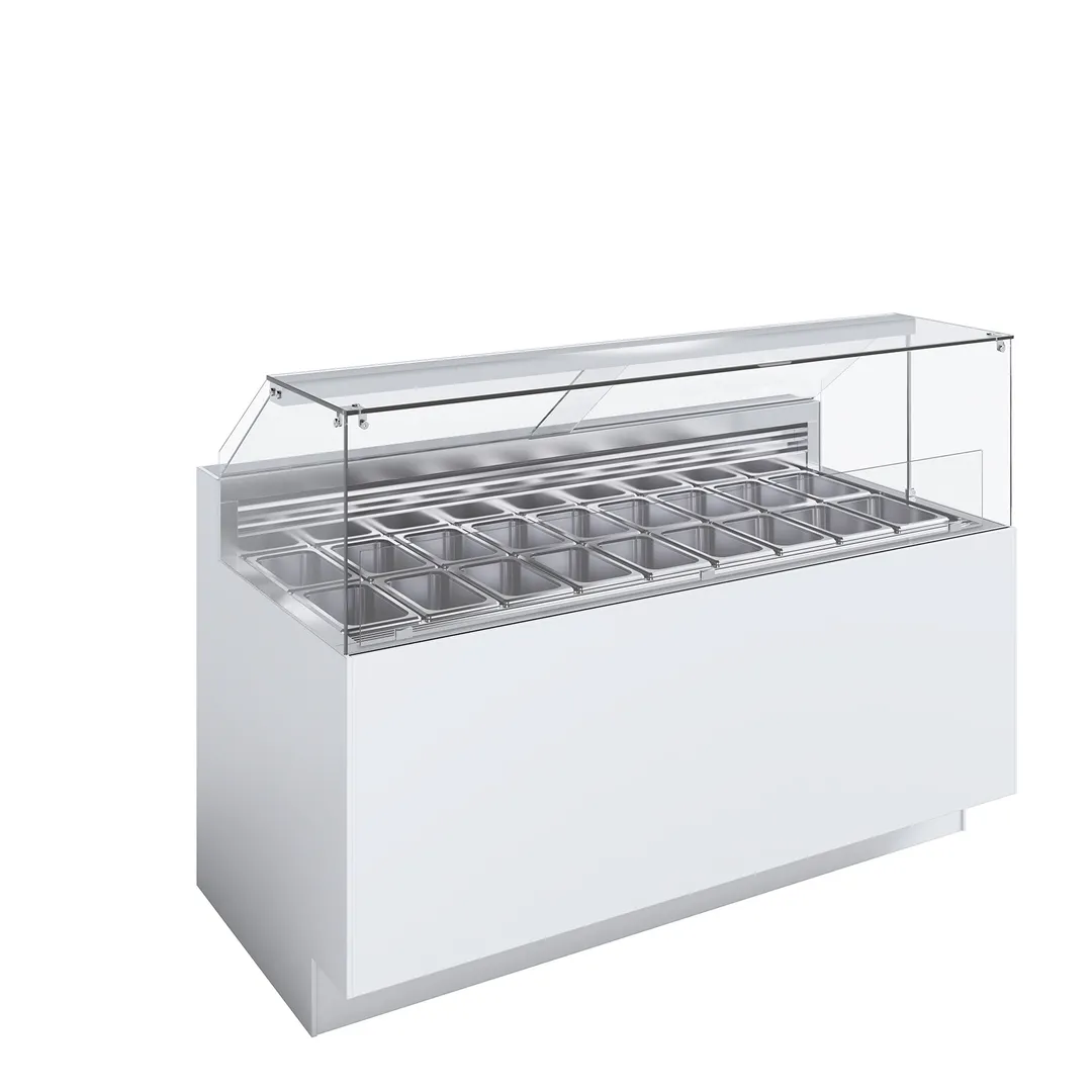 Ciam USA CIAM 6040 SQ8R4UP12GL24I 84" Gelato/Ice Cream Dipping Cabinet w/ Sneeze Guard