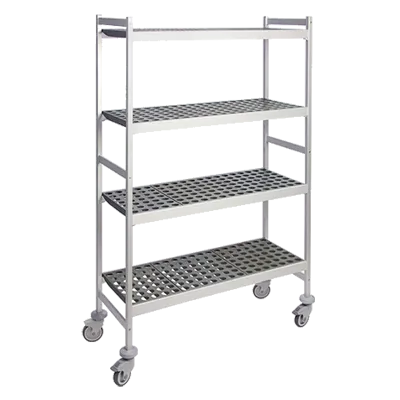 Fermod 4R26A71M Polymer Aluminum Mobile Shelving Unit w/ 4‑Tier, 71″ H x 26″ W x 14″ D