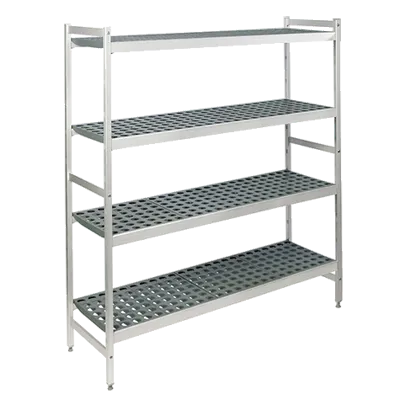 Fermod 4R35B71 – 4‑Tier 71”H x 35”W x 18”D Gray Polymer Shelf, 800 lb Capacity, 20 µm Anodized Aluminum, NSF, Perforated
