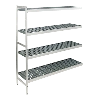 Fermod 4R64B83-E 4-Tier 83" High Gray Polymer Shelving Unit Expansion Kit, 64"W x 18"D, 800 lb Max, Uprights NSF,Inserts