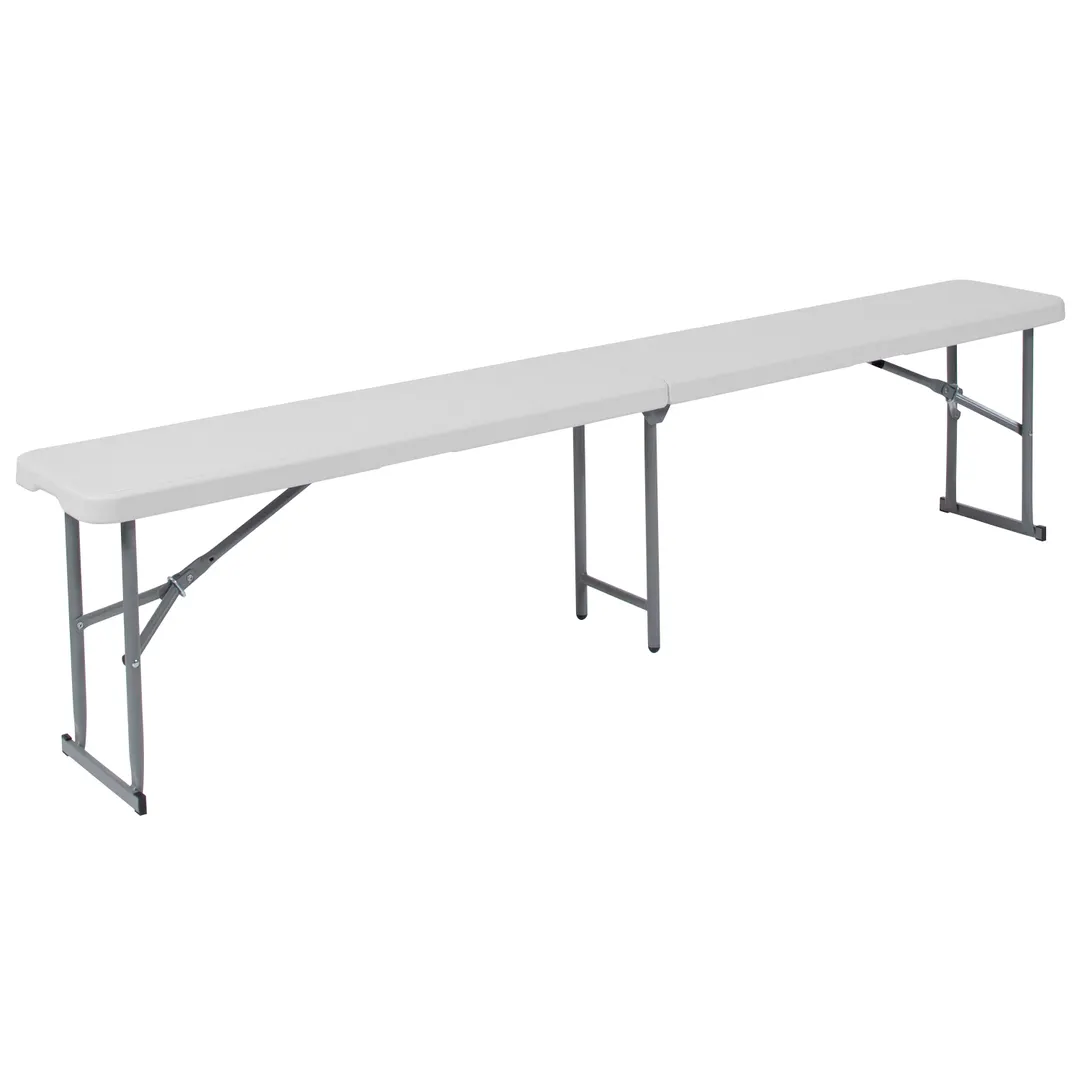 Flash Furniture RB-1172FH-GG Folding Bench, 71"W x 10.25"D x 16.5"H, 440 lb, Granite White Plastic Top, Gray Powder Coated