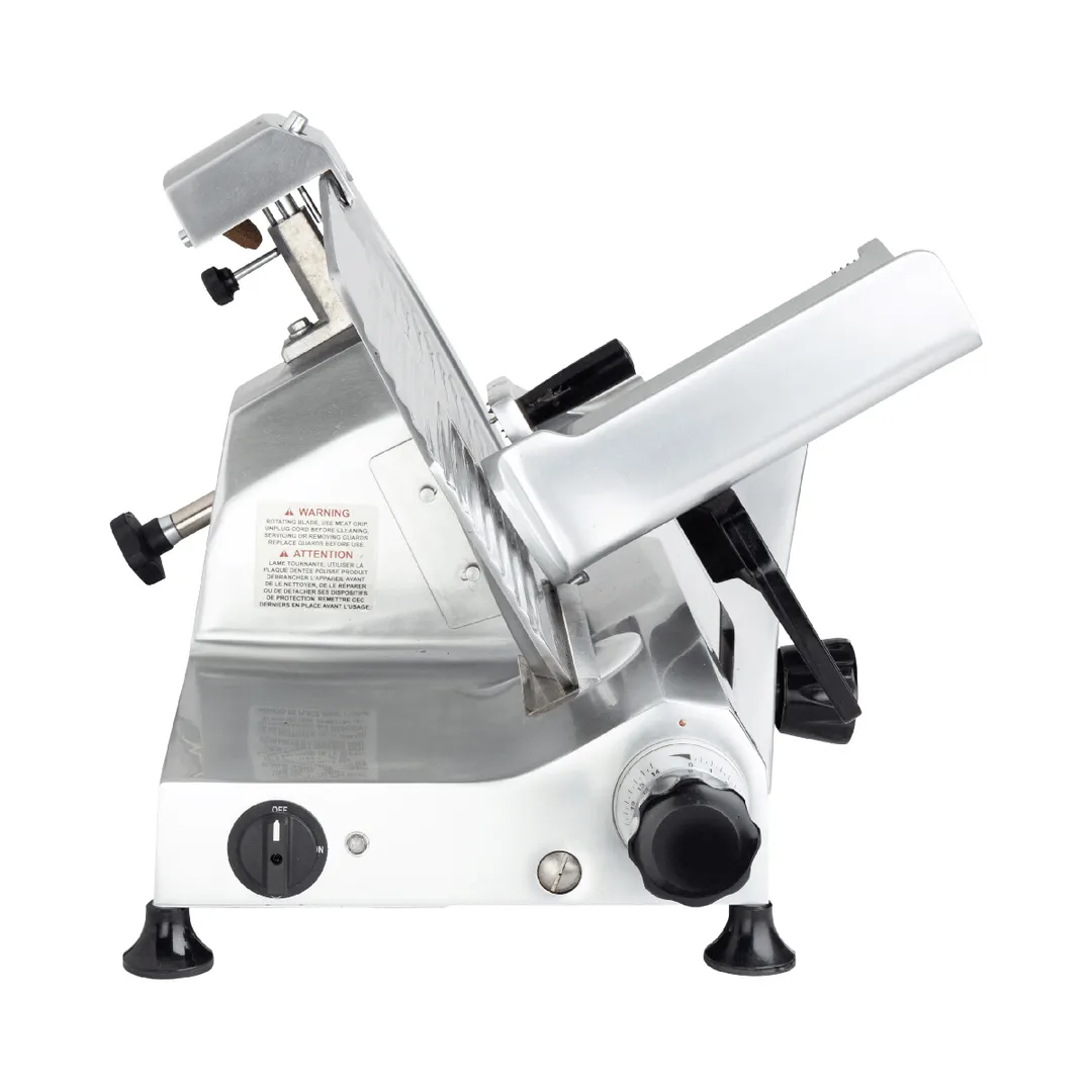 AMPTO 220E 9" Meat Slicer, Slices up to 19/32" Thickness, Anodized Aluminum Construction, 1/4 HP, 120v/60/1-ph